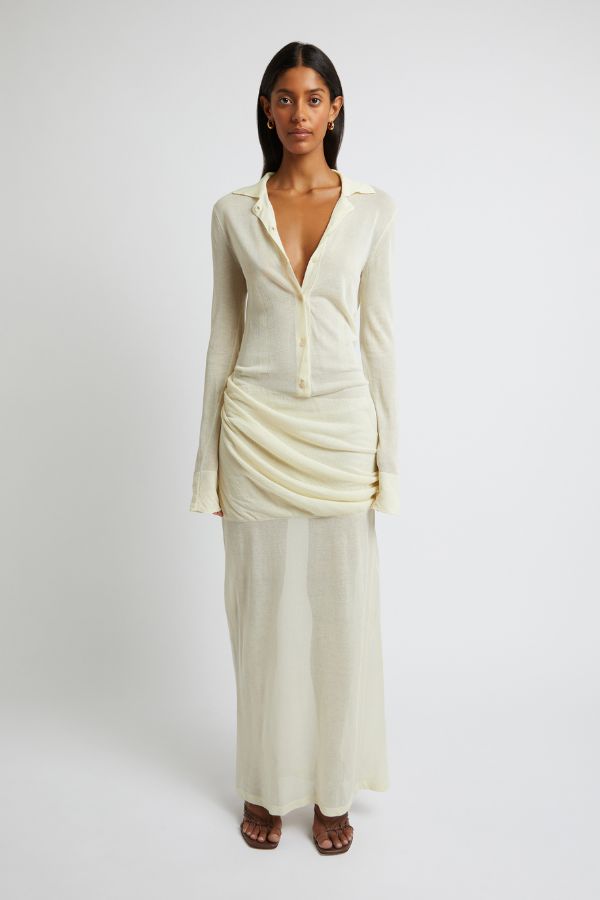 CHRISTOPHER ESBER - KAVIRO KNIT POLO MAXI DRESS BEIGE