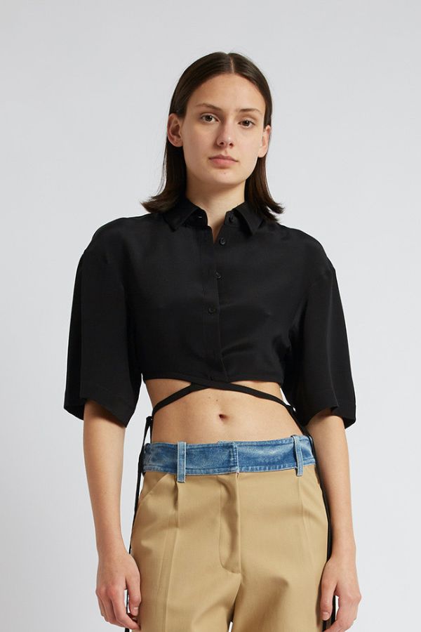 CHRISTOPHER ESBER - S/S CROP TOP BLACK