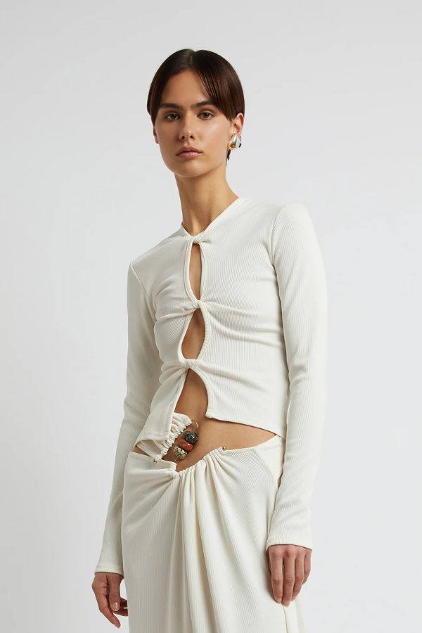 CHRISTOPHER ESBER - OPEN TWIST L/S TOP WHITE