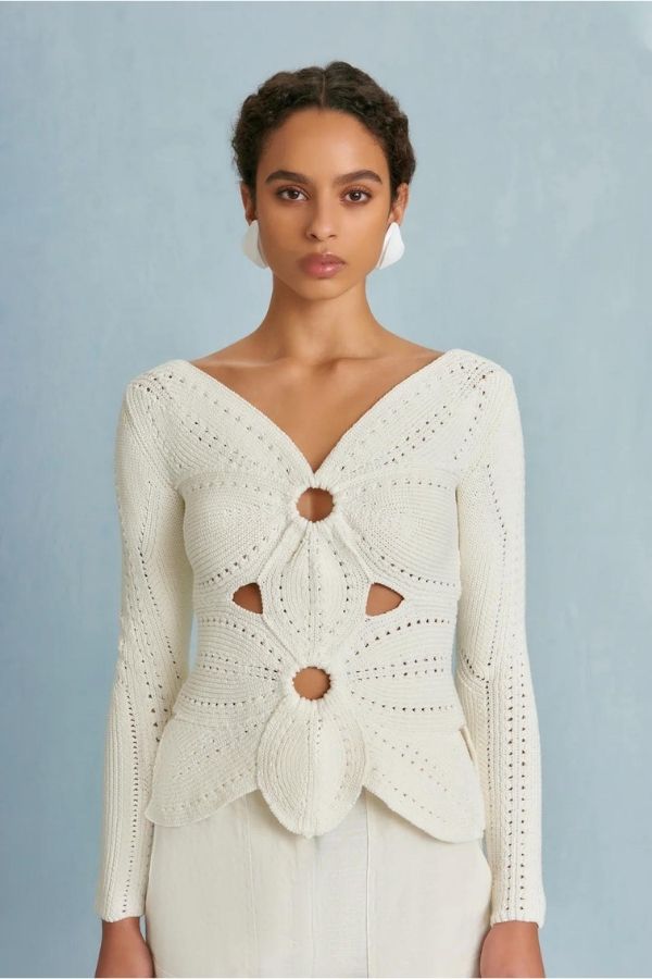 CULT GAIA - LULE CROCHET TOP WHITE