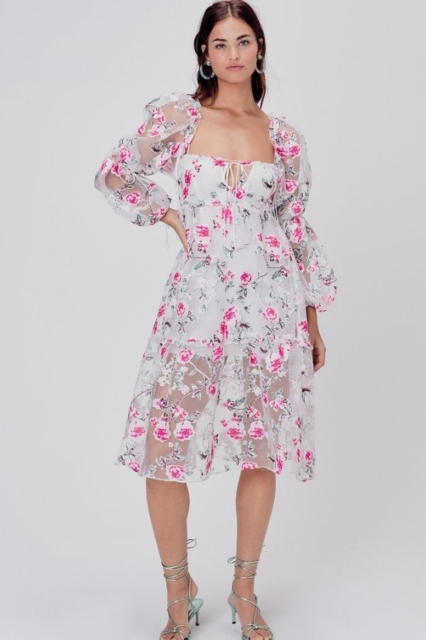 FOR LOVE & LEMONS - LOVELL BURNOUT MIDI DRESS