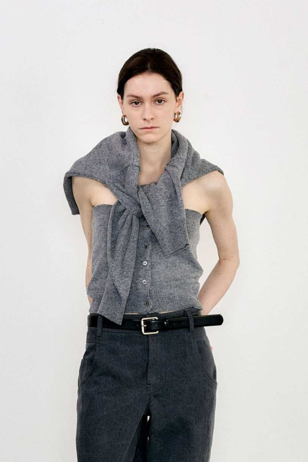 J KOO - GRAY TUBETOP SWEATER