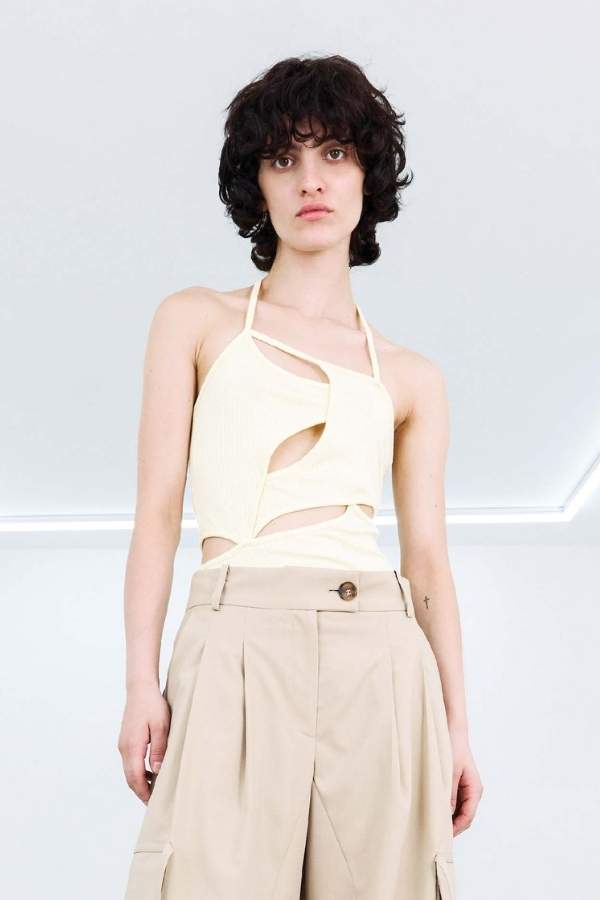 J KOO - BINDING CUT-OUT DETAIL TUBE TOP_YL