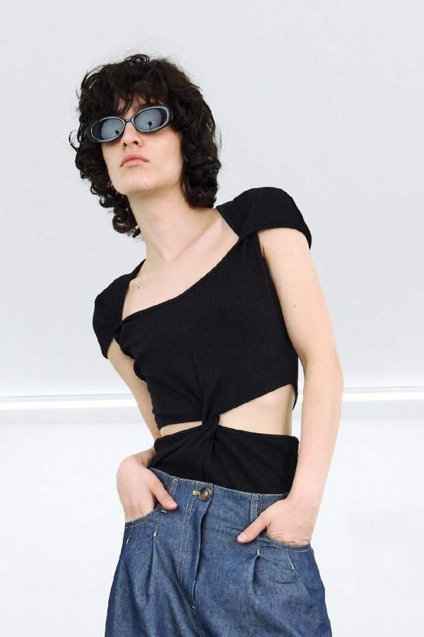 J KOO - TWIST CUT-OUT T-SHIRT_BK