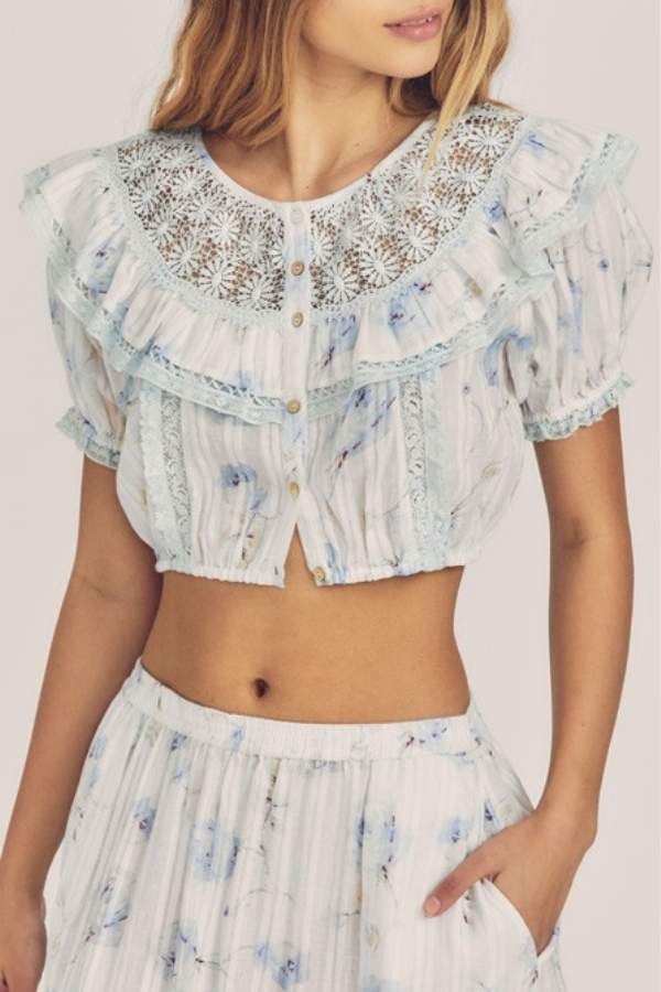 LOVE SHACK FANCY - ELANIA CROP TOP