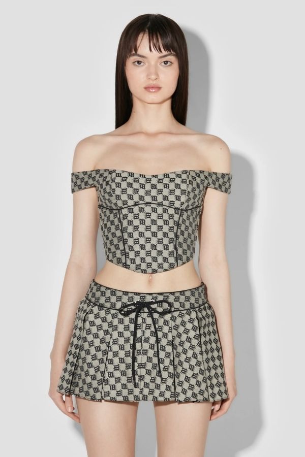 MISBHV - MONOGRAM CANVAS CORSET TOP GREY
