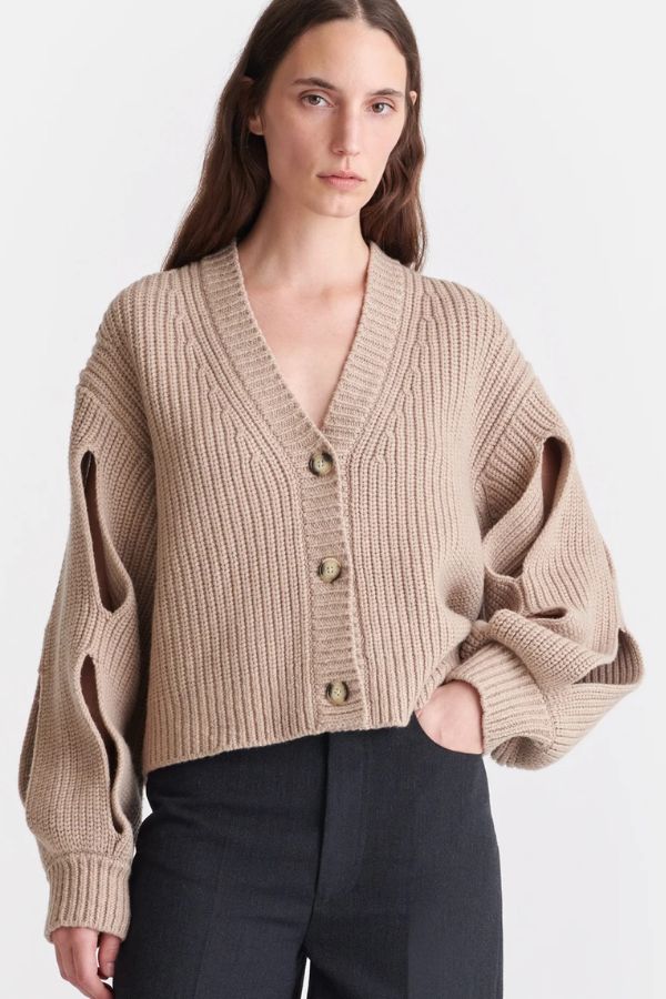NANUSHKA - KAROLIN SHORTS CARDIGAN BROWN