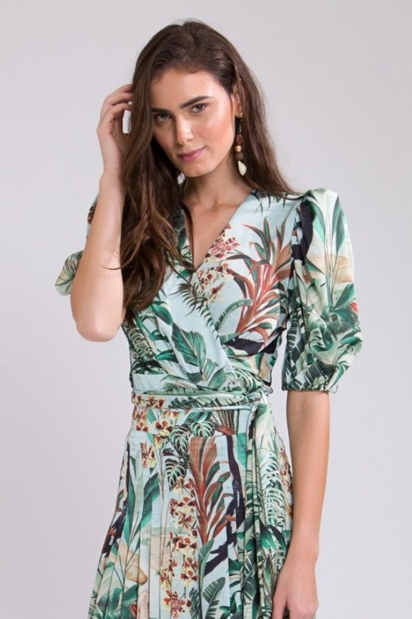 PATBO - EDEN PRINT WRAP TOP