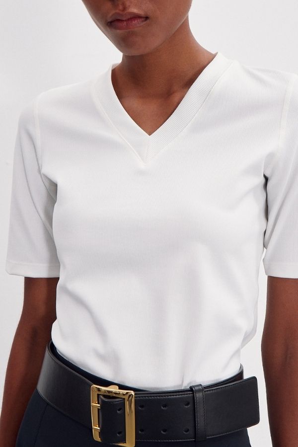 RECTO WOMEN - SUSTAINABLE TECH JERSEY V-NECK T-SHIRT WHITE