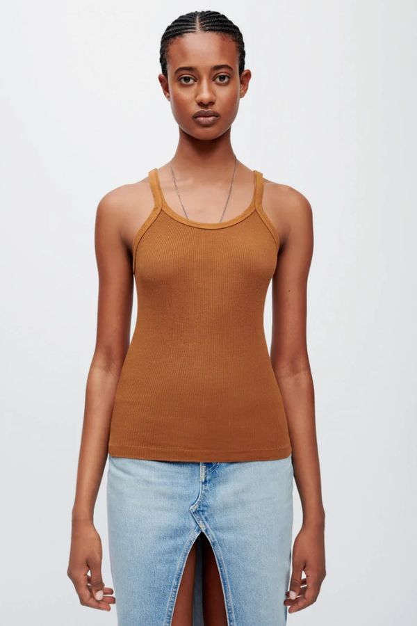 REDONE - CROPPED RIBBED TANK TOP