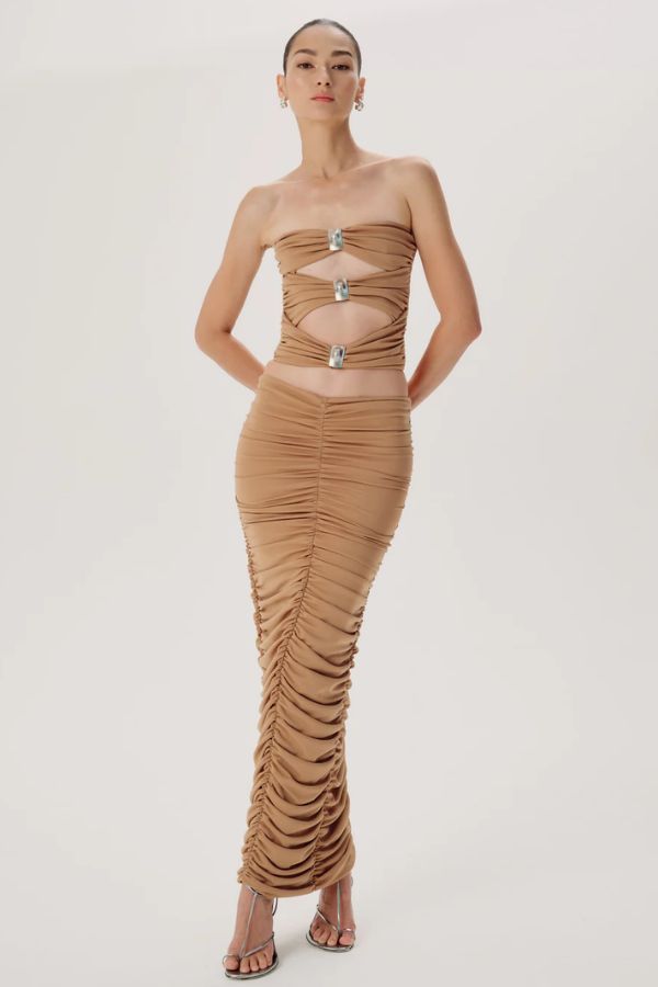 RONNY KOBO - ROMA SKIRT BROWN