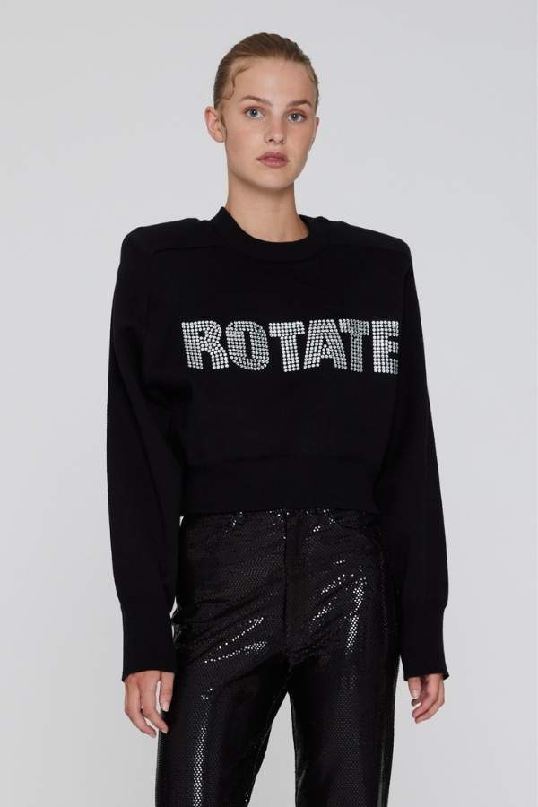 ROTATE - FIRM KNITTED RHINESTONE LOGO JUMPER