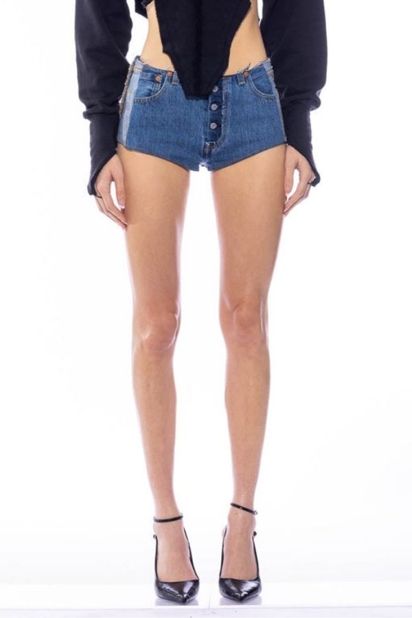 SAMI MIRO VINTAGE - PORTERHOUSE RAW WAIST IN VINTAGE MEDIUM SHORTS BLUE
