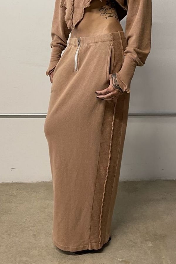 SAMI MIRO VINTAGE - PORTERHOUSE IN FRENCH TERRY SKIRT BROWN
