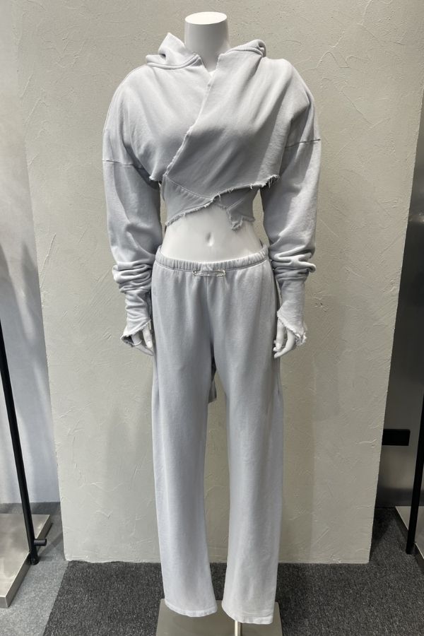 SAMI MIRO VINTAGE - OPEN SEAM WRAP HOODIE SWEATER GREY