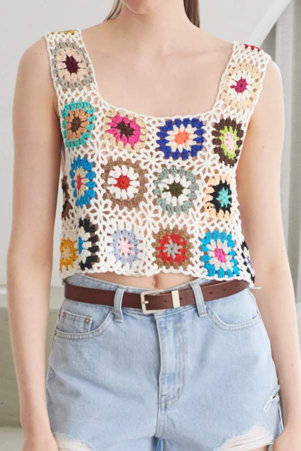 STORETS - REXANA FLORAL CROCHET TOP