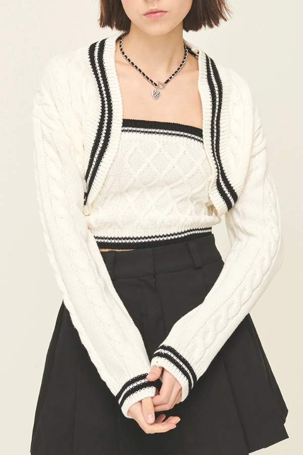 STORETS - LISA CONTRAST TRIM BOLERO CARDIGAN