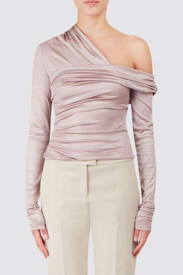 THE ANDAMANE - TRIXIE TOP - OFF SHOULDER DETAIL TOP PINK